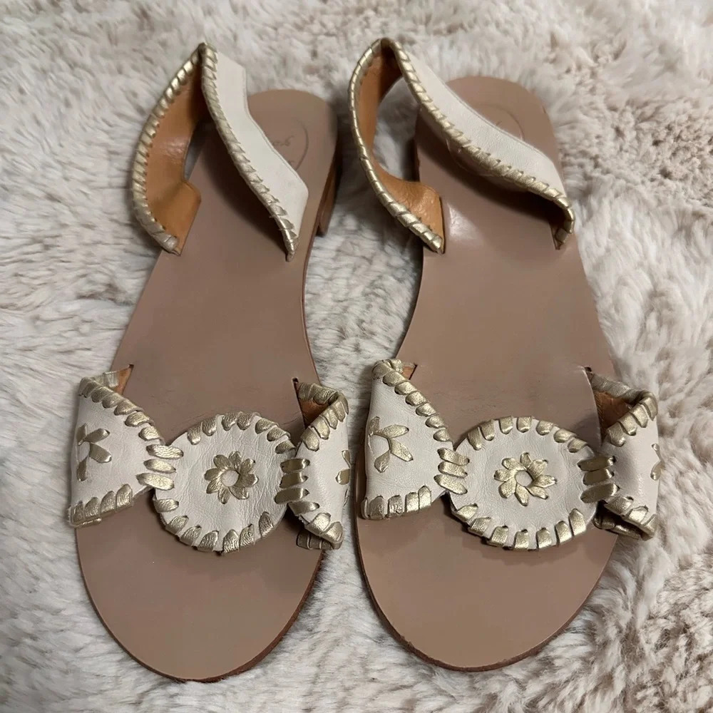 Jack Rogers cream and gold sandals